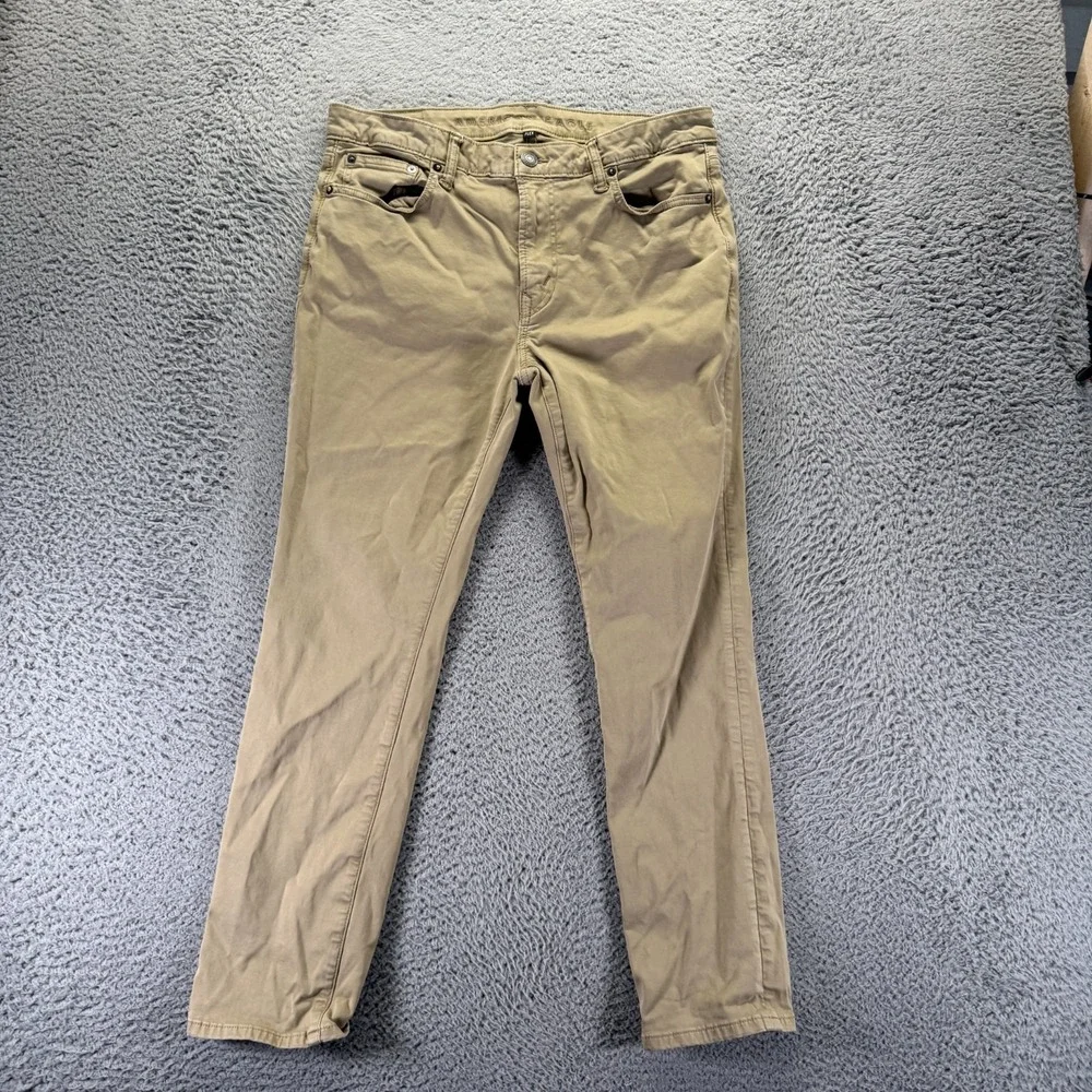 American Eagle Outfitters Flex Jeans Men 34x28 Beige Denim Straight Slim Stretch